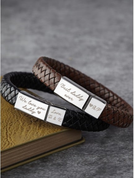 leather father son bracelet